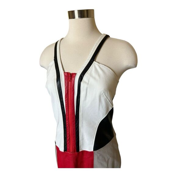 Helmet Lang Women’s Colorblock Sheath Dress Canvas Leather NWT Sz 4 RV $795 - Picture 2 of 8